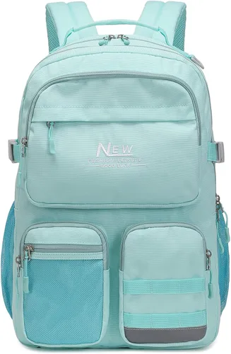 Miniatura 13 de Mochila para adolescentes, niñas, niños, resistente al agua con bolsillo para laptop de 15.6 pulgadas para viajes, escuela, universidad, Beige