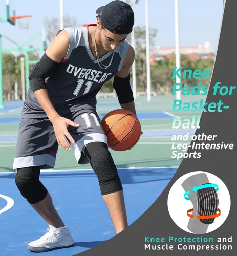 Miniatura 2 de Rodilleras HiRui para niños, jóvenes y adultos, rodilleras para baloncesto y béisbol, rodilleras de apoyo, rodilleras anticolisión, rodilleras
