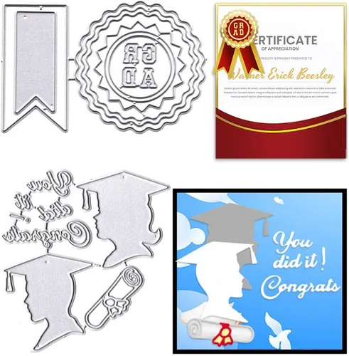 Miniatura 7 de Estivaux Palabras de graduación 2024 troqueladas para hacer tarjetas, letras de felicitaciones, troqueles de certificado de graduación, plantillas