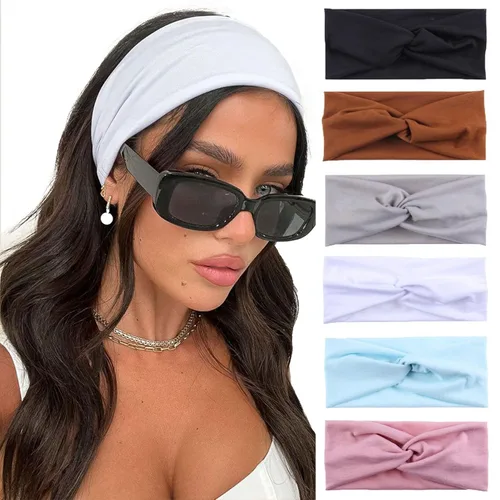 Miniatura 28 de XTREND 6 piezas de diademas para mujer, bandas elásticas cruzadas torcidas, diademas para yoga, entrenamiento, antideslizantes, suaves