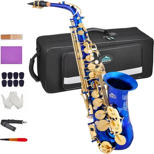 Miniatura 10 de EASTROCK Saxofón Alto Negro/Dorado Mi Bemol Kit Completo para Estudiantes Principiantes con Estuche de Transporte, Boquilla, Almohadillas Cojín