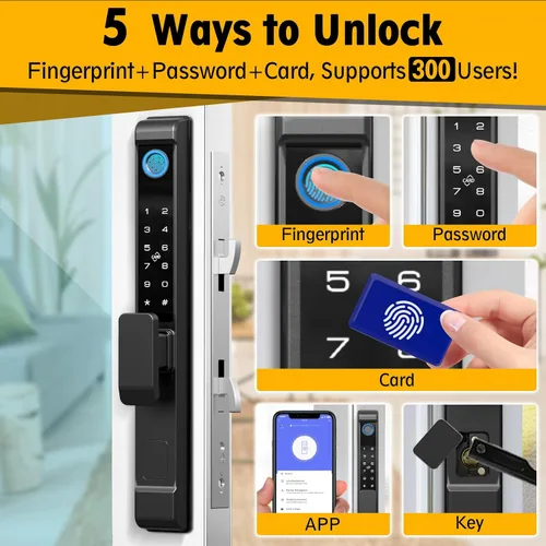 Miniatura 2 de Cerradura de puerta corrediza de vidrio, cerradura inteligente para puerta corrediza Eseesmart con teclado de código de huella dactilar, tarjeta