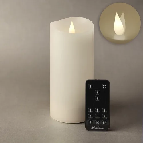 Miniatura 16 de Velas LED sin llama con control remoto, 3 x 5.1 pulgadas, llama móvil parpadeante 3D, velas que funcionan con pilas en carcasa de cera real para uso