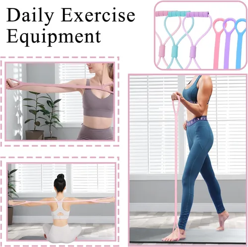 Miniatura 7 de Paquete de 2 bandas de resistencia de figura 8, bandas elásticas de entrenamiento para ejercicio, brazo, espalda, hombro, fitness, equipo de cuerda