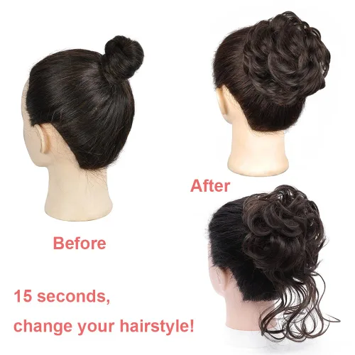 Miniatura 6 de KETHBE Extension de Cabello con Moño Desordenado para Mujer, Banda Elástica para Peinados Rizados, Extensiones de Cabello para Moños, Scrunchie