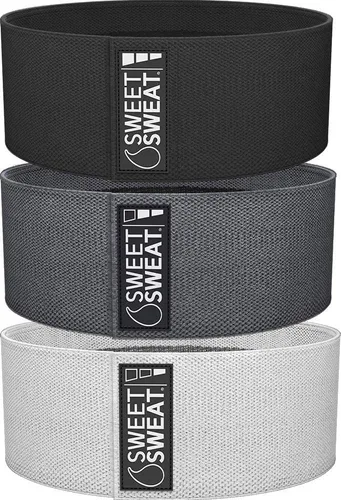 Sweet Sweat - Bandas de cadera con 3 niveles de resistencia | Bandas de tela antideslizante para glúteos para sentadillas y estocadas | Incluye