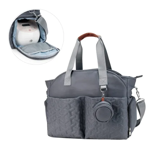Miniatura 8 de Bolsa para extractor de leche – Bolsa de pañales para bebé con funda para laptop y bolsillo de aislamiento, se adapta a la mayoría de extractores