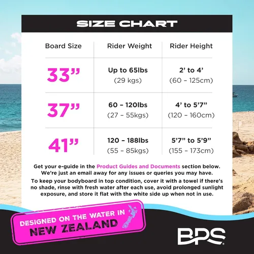 Miniatura 2 de BPS Tabla de Bodyboard "Shaka" de Nueva Zelanda para Todas las Condiciones de Olas - Ligera con Núcleo de EPS, Parte Inferior Lisa de HDPE, Tablas