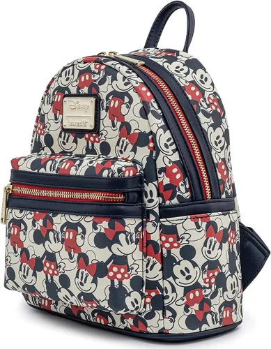 Miniatura 7 de Loungefly Disney Mickey Minnie Mouse Mini Mochila Bolso AOP Rojo Marino marino