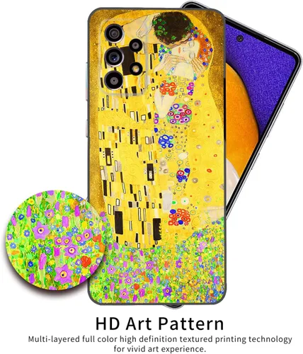 Miniatura 4 de Berkin Arts Funda de silicona compatible con Samsung Galaxy A52 5G 4G/A52S 5G con diseño antideslizante, color amarillo, romántico, Luv San