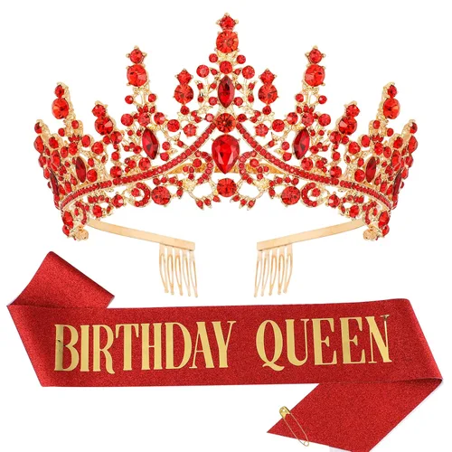 Miniatura 9 de Tiara y banda de cumpleaños para mujeres adultas, serie de cumpleaños, corona y banda de cumpleaños para regalo de fiesta, Halloween, cosplay