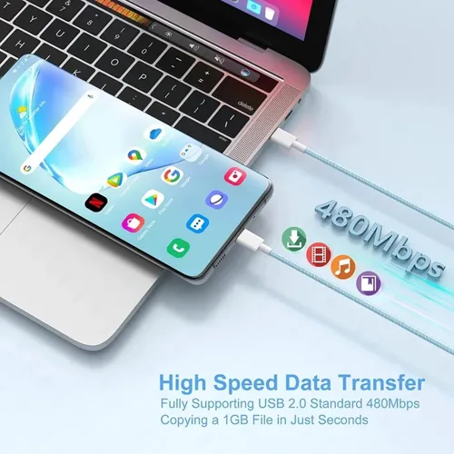 Miniatura 6 de Cable de carga USB C, paquete de 3 cables de carga rápida tipo C trenzado PD de 5 pies y 60 W para iPhone 15/15 Plus/15 Pro/15 Pro