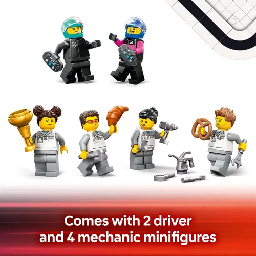 Miniatura 6 de LEGO City F1 Garage & Mercedes-AMG y Alpine Cars Toy – Modelo de juguete de construcción de autos de carreras y juego portátil para niños, niños