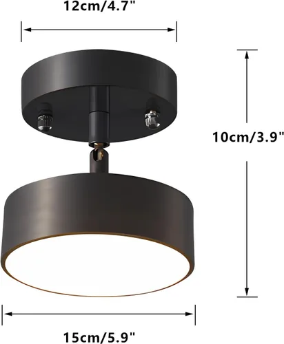 Miniatura 2 de Moderna lámpara de techo semiempotrada LED redonda de casa de campo, lámpara de techo negro mate para pasillo, comedor, cocina, entrada, vestíbulo