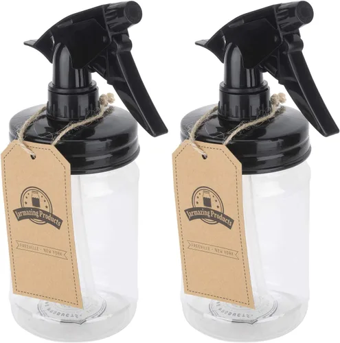 Miniatura 2 de Jarmazing Products Pulverizador de tarro Mason – Negro – Con tarro de plástico Mason de 16 onzas – Paquete de dos