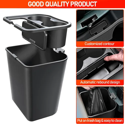 Miniatura 6 de Bote de Basura para Ford Maverick 2025 2024 2023 2022, Bote de Basura Trasero Mejorado con Portavasos Dual para Accesorios Interiores de Maverick