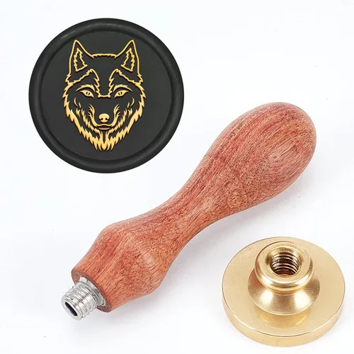 Miniatura 3 de MAYJOYDIY Sello de cera de lobo, cabeza de lobo, patrones de animales silvestres, sellos de cera de sellado de 0.98 pulgadas, sellos de latón