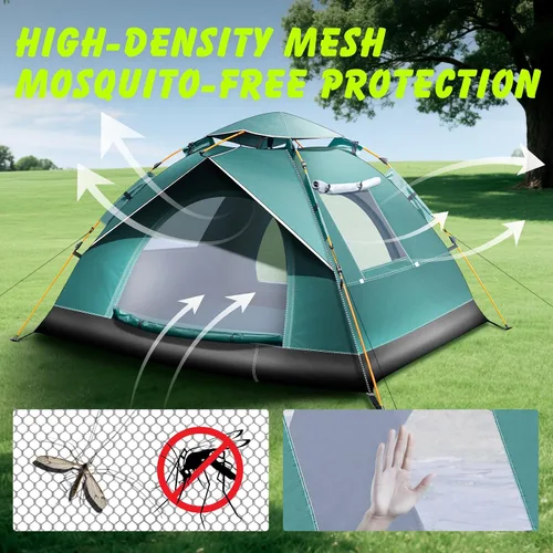 Miniatura 5 de Tienda de campaña para 2-3 personas, tienda de campaña automática instantánea para camping, fácil y rápida, tienda de campaña impermeable, tienda
