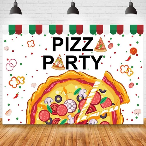 Miniatura 5 de Fondo de fotografía para fiesta de pizza, fondo de fotos con tema de cocina, para niños y niñas, cumpleaños, recién nacido, baby shower, decoración