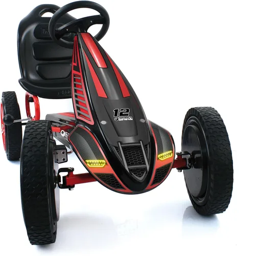 Miniatura 7 de hauck Go Kart con pedal para niños, carrito de bicicleta Hurricane de 4 ruedas con neumáticos de goma, de 4 a 10 años, color rojo, karts