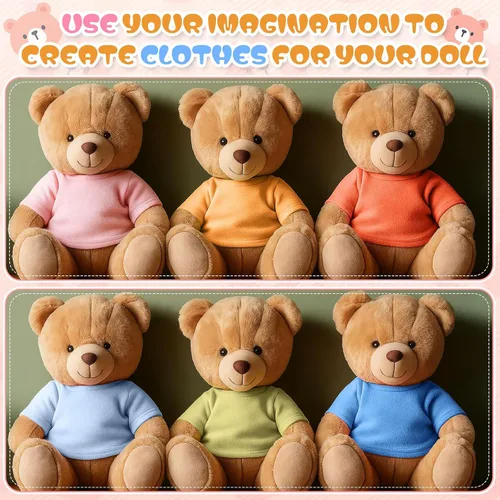 Miniatura 5 de Skylety 12 piezas de camisetas de oso de peluche DIY ropa de oso de peluche camiseta básica camiseta de juguete clásico cuello redondo ropa