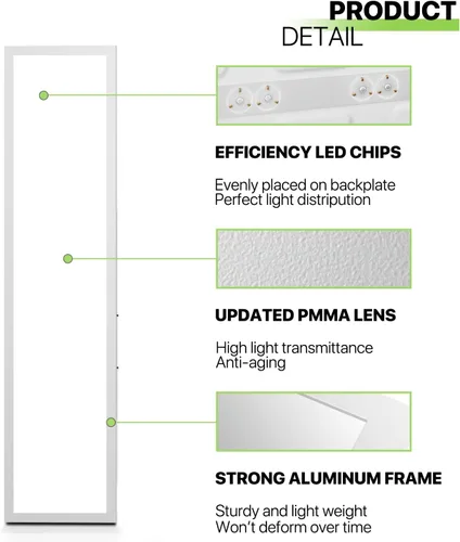 Miniatura 7 de Magshion Panel de luz LED 1 x 4, luz de techo empotrada regulable 36/40/50W y 3000K/4000K/5000K temperaturas de color seleccionables, lámpara