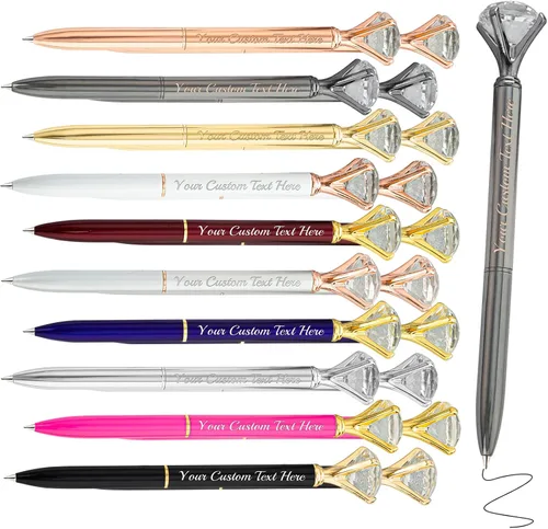 Miniatura 41 de Aolun 10 bolígrafos de diamantes con cristal personalizados a granel, bolígrafo de metal personalizado con nombre grabado, regalos de texto