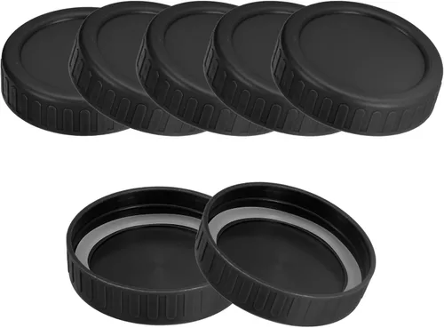 uxcell Tapas para tarros de masón, 10 unidades, tapas de almacenamiento de plástico con 10 anillos de silicona, boca regular a prueba de fugas para