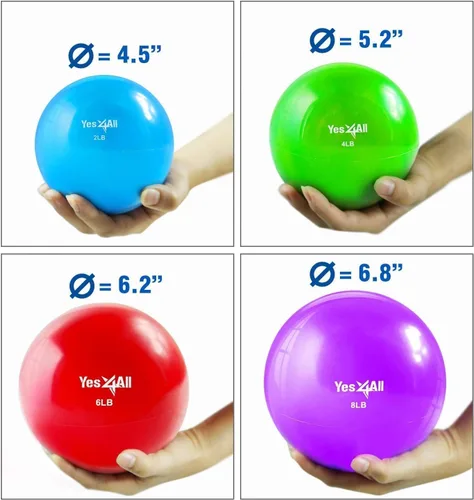 Miniatura 2 de Yes4All - Bolas de tonificación con peso para ejercicio, bolas medicinales suaves para ejercicio, pilates, yoga, equilibrio, flexibilidad, 2-10