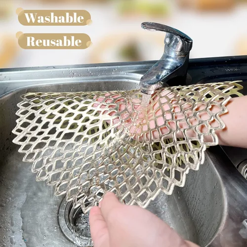 Miniatura 6 de Sieral 24 manteles individuales de vinilo redondos a granel de 15 pulgadas con diseño de hojas huecas metálicas, platos de carga prensados