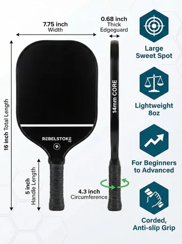 Miniatura 3 de Juego completo de 4 paletas de pickleball con bolsa, juego de 4 palas de pickleball, diseñadas en los Estados Unidos, agarre cómodo, kit de bolas