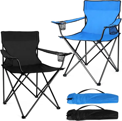 Miniatura 9 de Joyfair Silla de camping portátil, sillas plegables para césped al aire libre para adultos, sillas plegables grandes resistentes para playa, pesca