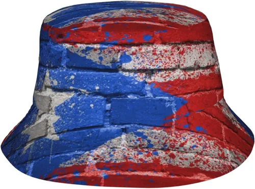 Sombrero de pescador de Puerto Rico para el sol, sombrero de playa, divertido gorro de pescador, para exteriores, para hombres y mujeres, talla única