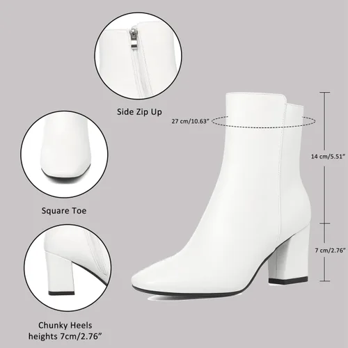 Miniatura 2 de Caradise Botas de tacón alto y grueso para mujer con cremallera y punta cuadrada