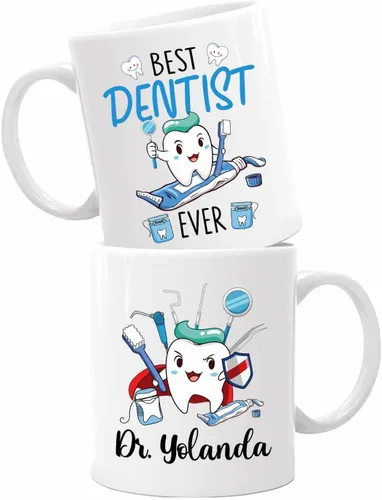 Miniatura 10 de Taza de café blanca personalizada para dentista ortodoncista de 11 onzas, 15 onzas, un dentista verdaderamente genial es difícil de encontrar