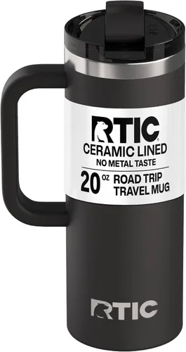 Miniatura 29 de RTIC - Taza de viaje para viajes de 16oz con tapa y asa, forrada en cerámica, aislada, de acero inoxidable, metálica, de doble pared con aislamiento