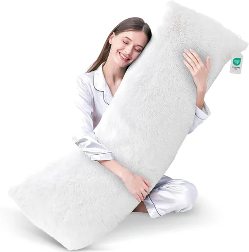 Miniatura 13 de Cheer Collection Almohada larga para el cuerpo, almohada larga suave y mullida para sofá y cama, almohada de felpa para dormir de lado, almohada
