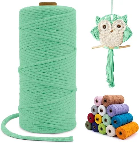 Miniatura 75 de Cuerda de macramé de una sola hebra de 0.197 in x 110 yardas, cuerda de macramé de algodón natural de 0.197 in, cuerda de algodón grueso para colgar