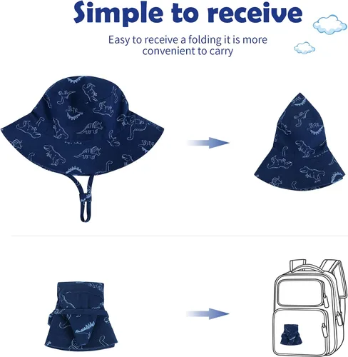 Miniatura 5 de Durio Sombrero para el sol para bebé, sombrero de playa de verano, UPF 50+, protección solar, sombreros para niños, regalos para niños y niñas