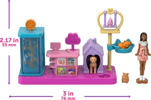 Miniatura 3 de Barbie Mini Land DreamHouse y 3 juegos con 4 muñecas de 1.5 pulgadas, muebles y accesorios para casa de muñecas, incluye boutique de mascotas