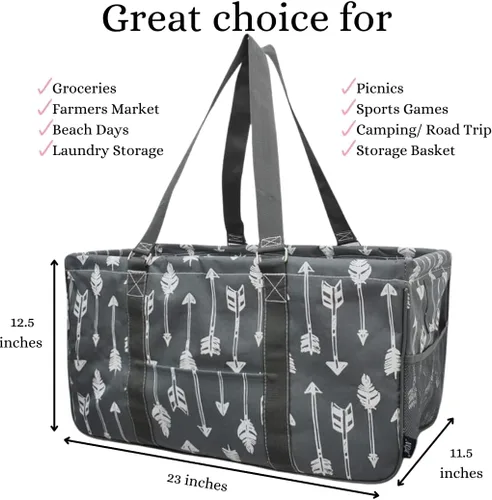 Miniatura 192 de NGIL Bolsa de comestibles reutilizable extra grande plegable de gran tamaño para comestibles, almacenamiento, picnic, playa, Bronco-negro occidental