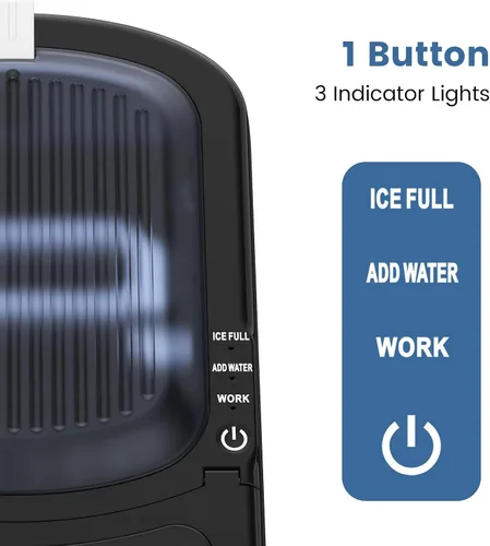 Miniatura 5 de Electactic Máquina de hielo tipo bala, 18 libras/día, compacta, para encimera, tapa extraíble, fácil de limpiar, 6 unidades rápidas de hielo en 8
