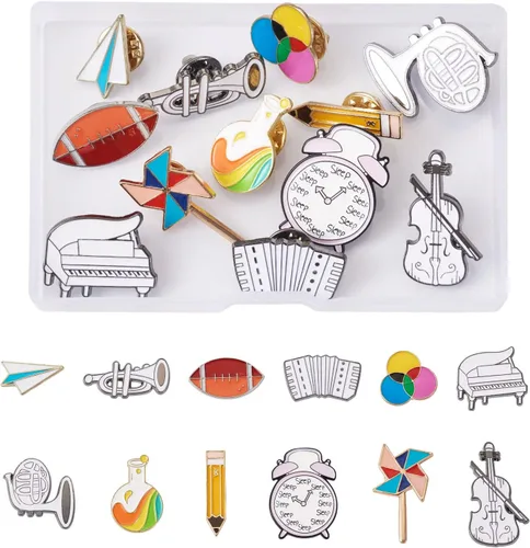 Miniatura 163 de Pandahall - Broches esmaltados de aleación con varios temas, broche de solapa, juego de pines esmaltados