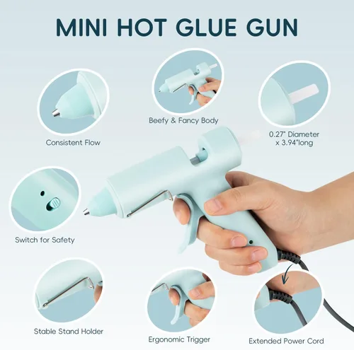 Miniatura 4 de Pistola de pegamento caliente, kit de mini pistola de pegamento caliente con 30 barras de pegamento, flujo constante, calentamiento rápido y diseño