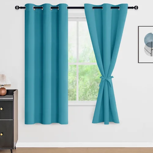 Miniatura 123 de DWCN Cortinas 100% opacas de 84 pulgadas de largo para dormitorio con forro negro, paneles de cortina de ventana de doble capa con aislamiento Azul