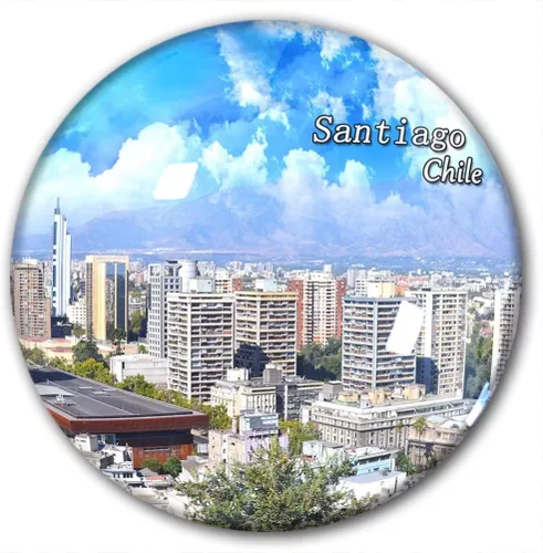 Chile Santiago - Imán de nevera para nevera, etiquetas engomadas decorativas, recuerdo de viaje, cristal