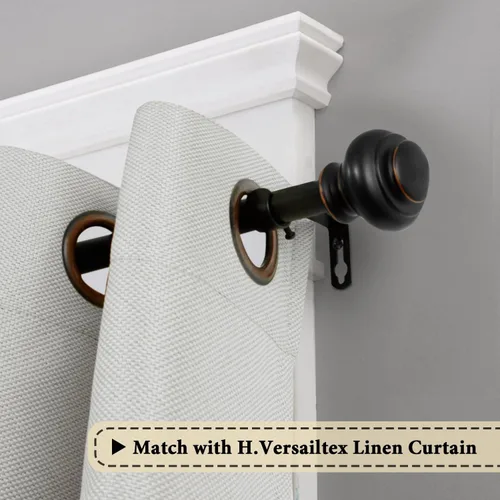 Miniatura 2 de H.VERSAILTEX - Cortinero para ventana ajustable y decorativo de 3/4 pulgadas de diámetro, para una sola ventana, con remates clásicos Negro