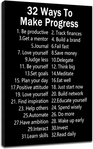 Miniatura 35 de Motivational Wall Art 1% Better Every Day Quote Framed Canvas Poster Inspirational Wall Decor for Office Gym Study Room Small Size Growth Mindset