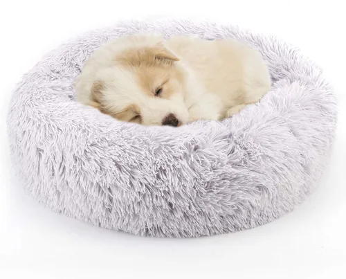 Miniatura 41 de NOYAL Cama Calmante en Forma de Rosquilla para Perros Pequeños a Medianos y Gatos - Cama para Mascotas de Felpa de Piel Sintética Anti-Ansiedad