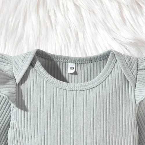 Miniatura 144 de Aalizzwell Conjunto de mameluco acanalado para bebé recién nacido prematuro para otoño e invierno